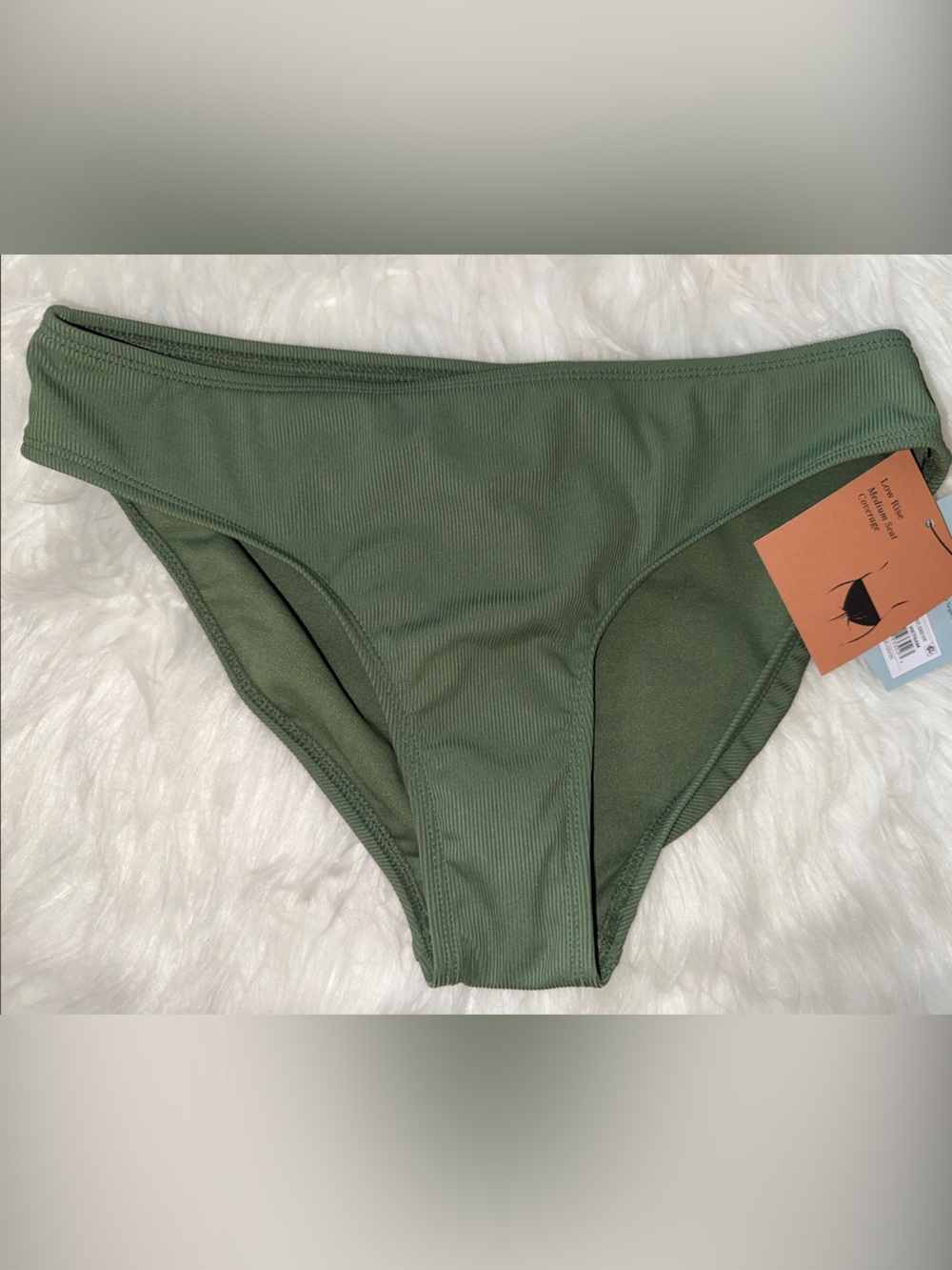 Olive Green Ribbed Bikini Bottoms